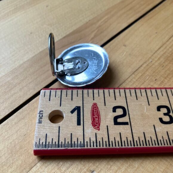 Sunflower Round Scarf Clip Silver-Tone Mother of Pearl Inlay Vintage W. Germany - Picture 4 of 6